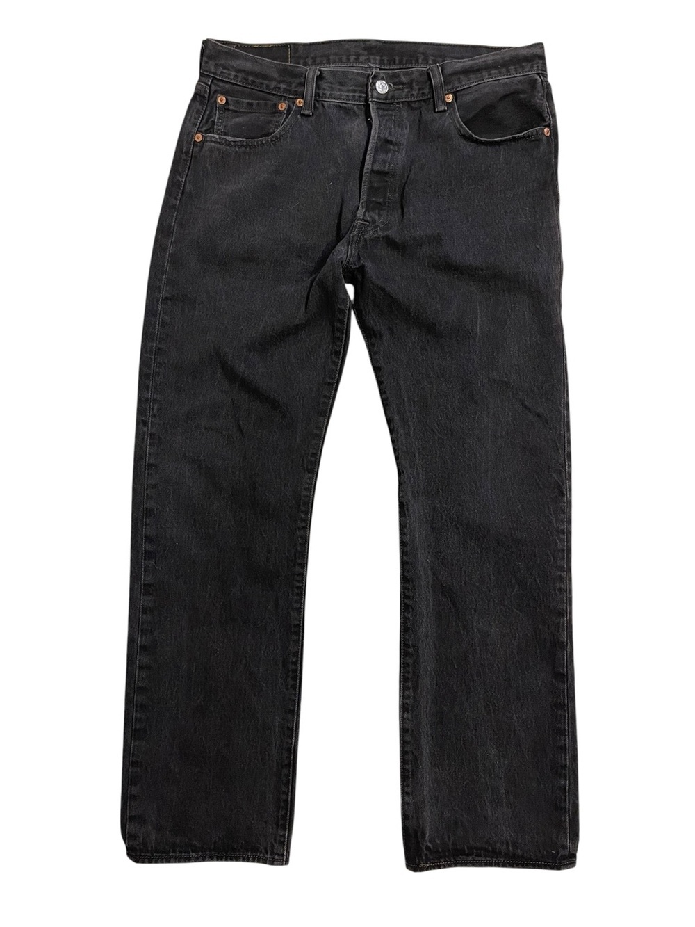 Levi's 501 Button Fly Black Straight Leg Relaxed Fit Men’s Jeans Size 35/32